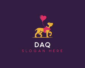 Cute Dog Balloon Heart Logo