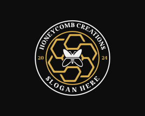 Bee Honeycomb Eco logo design