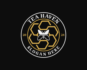 Bee Honeycomb Eco logo design