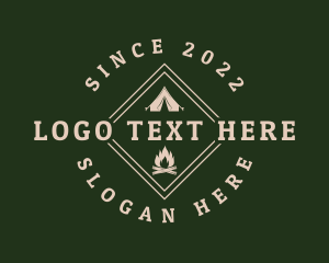 Trek - Camping Tent Bonfire logo design