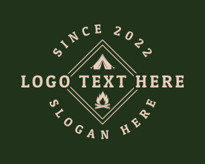 Camping Tent Bonfire Logo