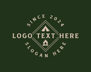 Tour - Camping Tent Bonfire logo design