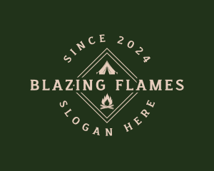 Camping Tent Bonfire logo design