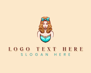 Feminine - Curly Pinup Retro logo design