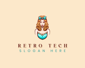 Curly Pinup Retro logo design