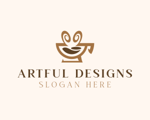 Brown Aromatic Coffee Cafe logo design