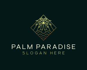 Tropical Palm Tree Beach logo design