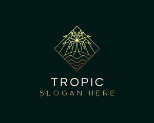 Tropical Palm Tree Beach logo design