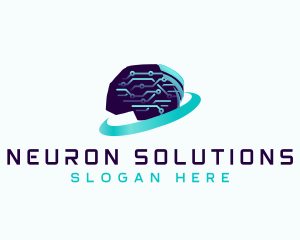 Neuron - Brain Technology Circuit logo design