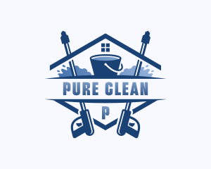 Pressure Washing Sanitation Bucket logo design