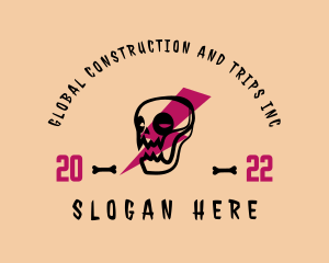 Shop - Modern Skull Lightning logo design