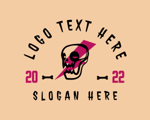 Tattoo Shop - Modern Skull Lightning logo design