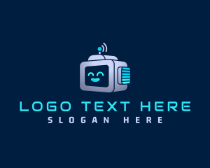 Cartoon - Robot Radio Signal logo design