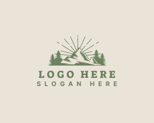 Trails - Mountain Hiking Exploration logo design