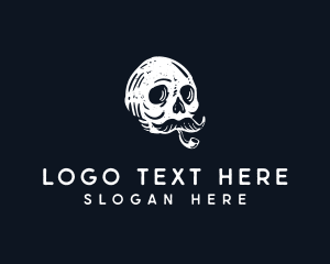 Grunge - Skull Mustache Cigar Smoking logo design