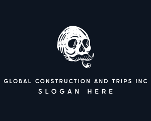 Halloween - Skull Mustache Cigar Smoking logo design