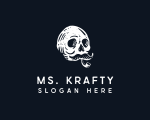 Spooky - Skull Mustache Cigar Smoking logo design
