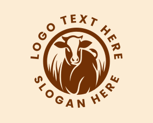 Agricultural Cow Farm Logo