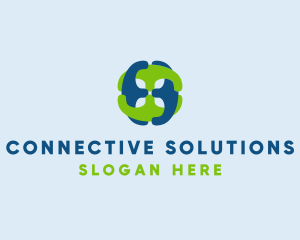 Interlocking - Tech Chain Connection logo design