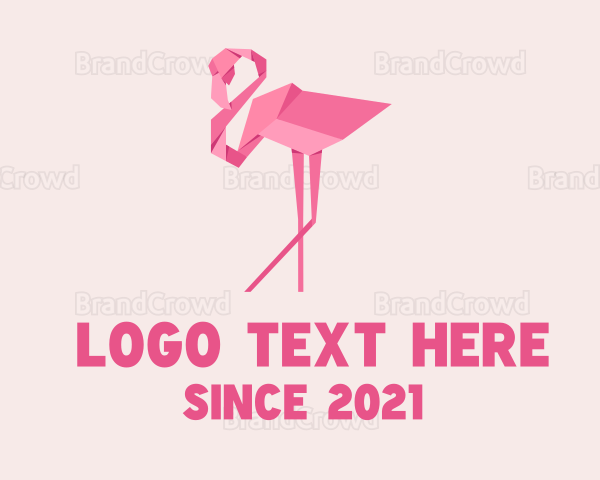 Flamingo Bird Origami Logo