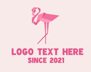 Flamingo Bird Origami logo design
