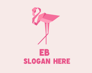 Flamingo Bird Origami Logo