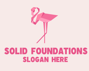 Flamingo Bird Origami Logo