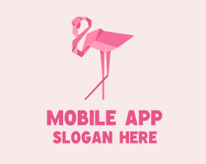 Flamingo Bird Origami Logo