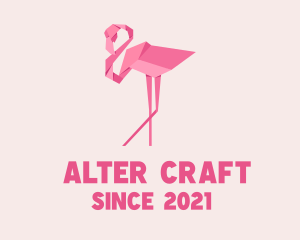 Flamingo Bird Origami logo design