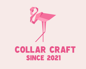 Flamingo Bird Origami logo design