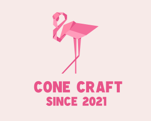 Flamingo Bird Origami logo design