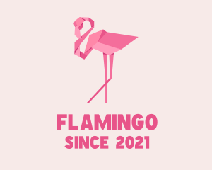 Flamingo Bird Origami logo design