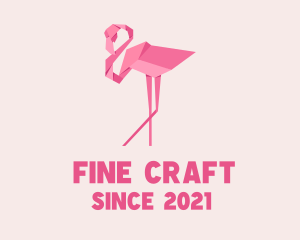 Flamingo Bird Origami logo design