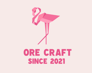 Flamingo Bird Origami logo design