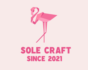 Flamingo Bird Origami logo design