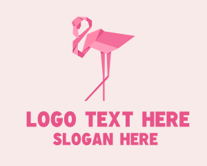 Flamingo Bird Origami Logo