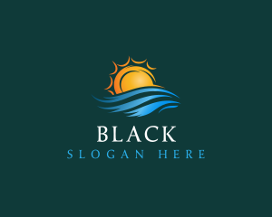 Aquatic - Sea Wave Sun logo design