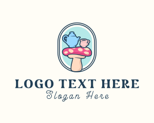 Pouring - Teapot Cup Mushroom logo design