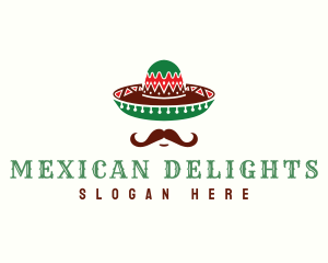 Mustache Mexican Hat logo design