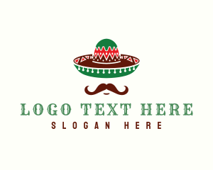 Mexican - Mustache Mexican Hat logo design