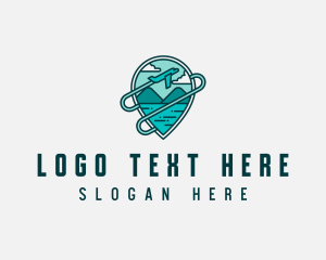 Surfing - Plane Mountain Travel logo design