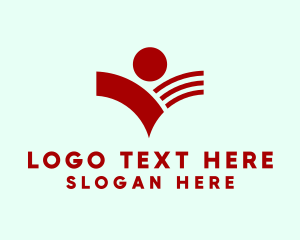 Dot - Person Wings Letter V logo design