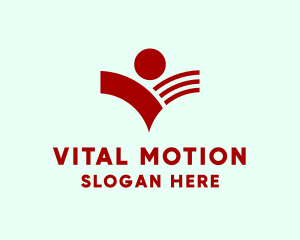 Active - Person Wings Letter V logo design