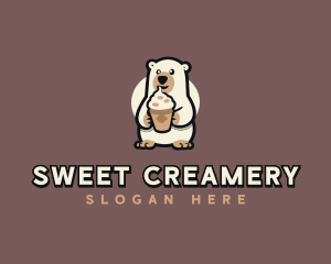 Bear Sundae Dessert logo design