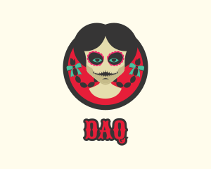 Woman - Mexican Skull Face Painting logo design