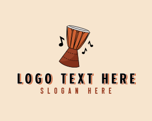 Bongo Drum - Music Note African Drum logo design