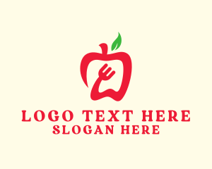 Grocery Store - Fruit Apple Fork logo design