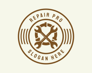 Plumbing Wrench Repair Badge logo design