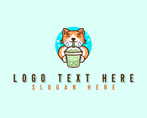 Milk Tea - Milk Tea Cat Beverage logo design