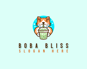 Boba - Milk Tea Cat Beverage logo design